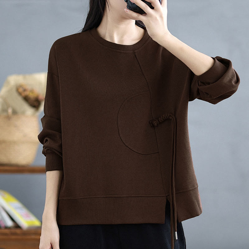 Tactile Cotton Frog-Button Women's Meditation Sweatshirt