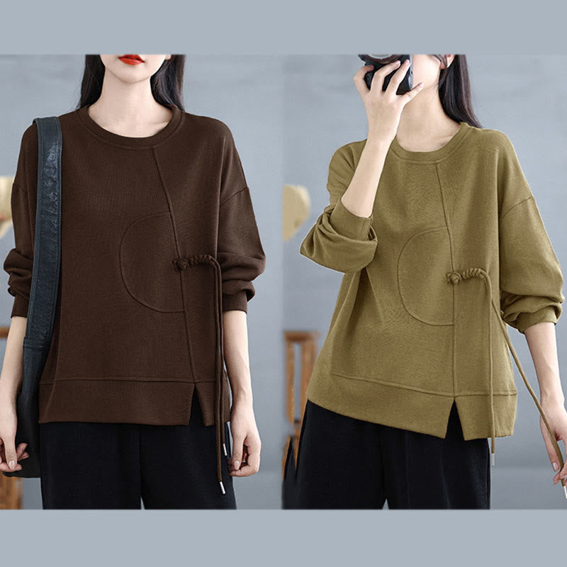 Tactile Cotton Frog-Button Women's Meditation Sweatshirt