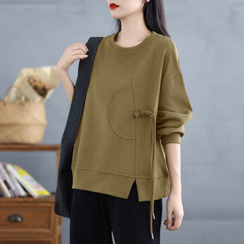 Tactile Cotton Frog-Button Women's Meditation Sweatshirt