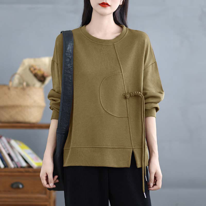 Tactile Cotton Frog-Button Women's Meditation Sweatshirt