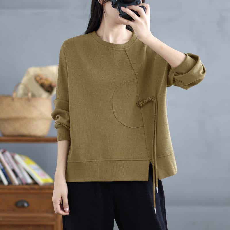 Tactile Cotton Frog-Button Women's Meditation Sweatshirt