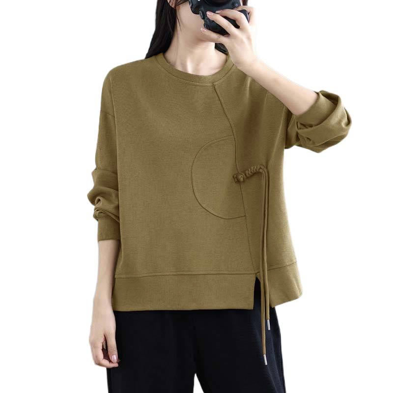 Tactile Cotton Frog-Button Women's Meditation Sweatshirt