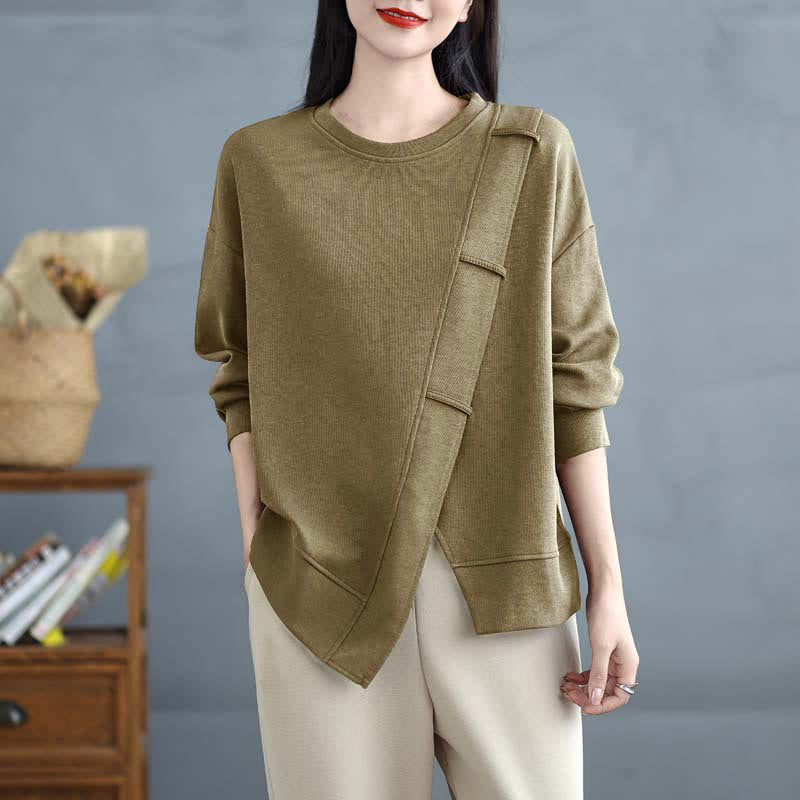 Structured Cotton Asymmetric Mindful Sweatshirt