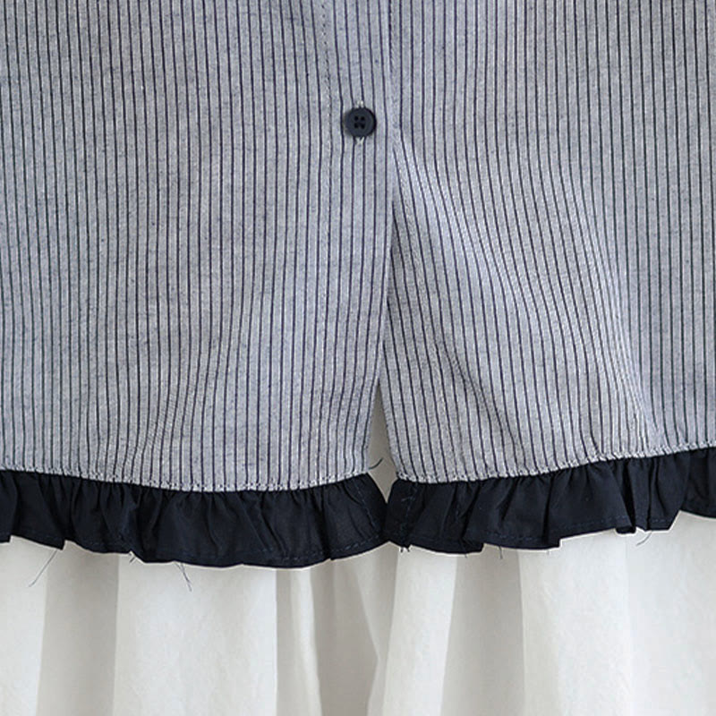 Tactile Cotton Striped Daily Grounding Long-Sleeve Shirt