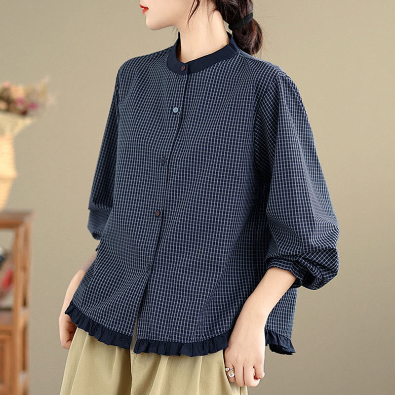 Tactile Cotton Striped Daily Grounding Long-Sleeve Shirt