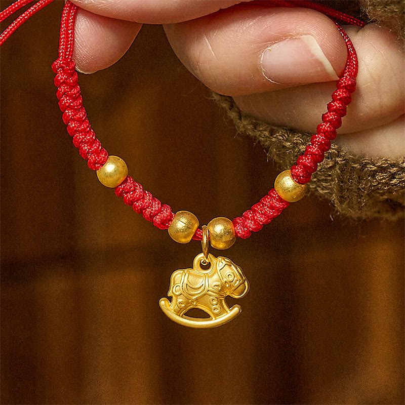 Braided Red String Copper Horse Strength Bracelet