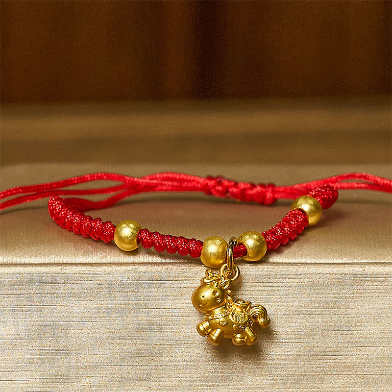 Braided Red String Copper Horse Strength Bracelet