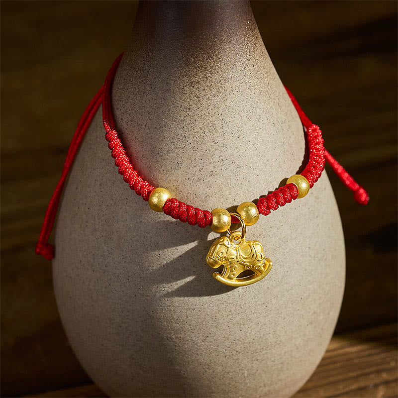 Braided Red String Copper Horse Strength Bracelet
