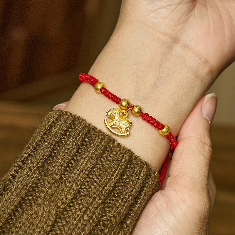 Braided Red String Copper Horse Strength Bracelet