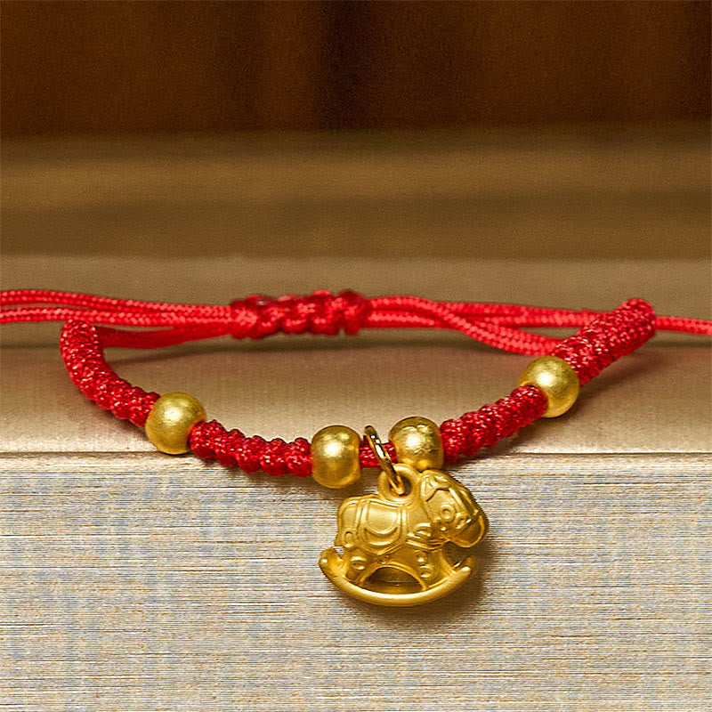 Braided Red String Copper Horse Strength Bracelet