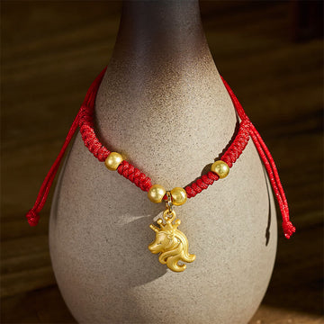 Year Of The Horse Crown Design Red String Connection Bracelet