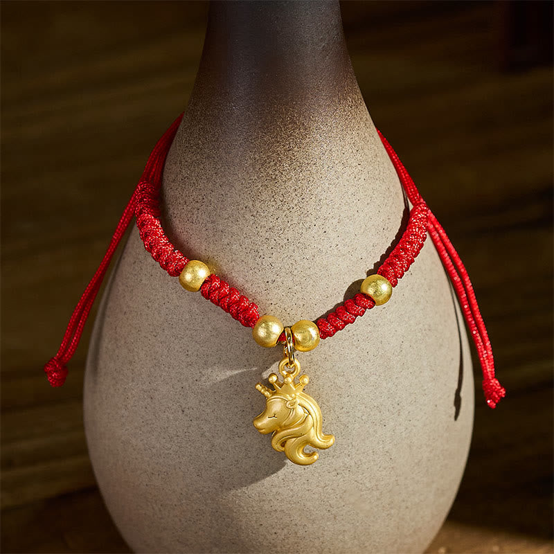 Year Of The Horse Crown Design Red String Connection Bracelet