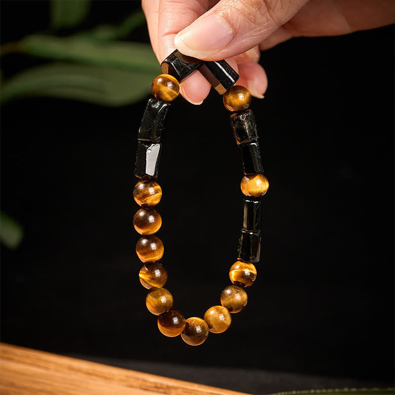 Natural Black Tourmaline Tiger Eye Positive Bracelet