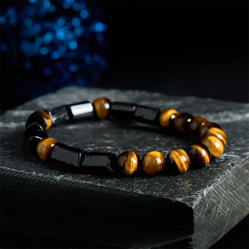 Natural Black Tourmaline Tiger Eye Positive Bracelet
