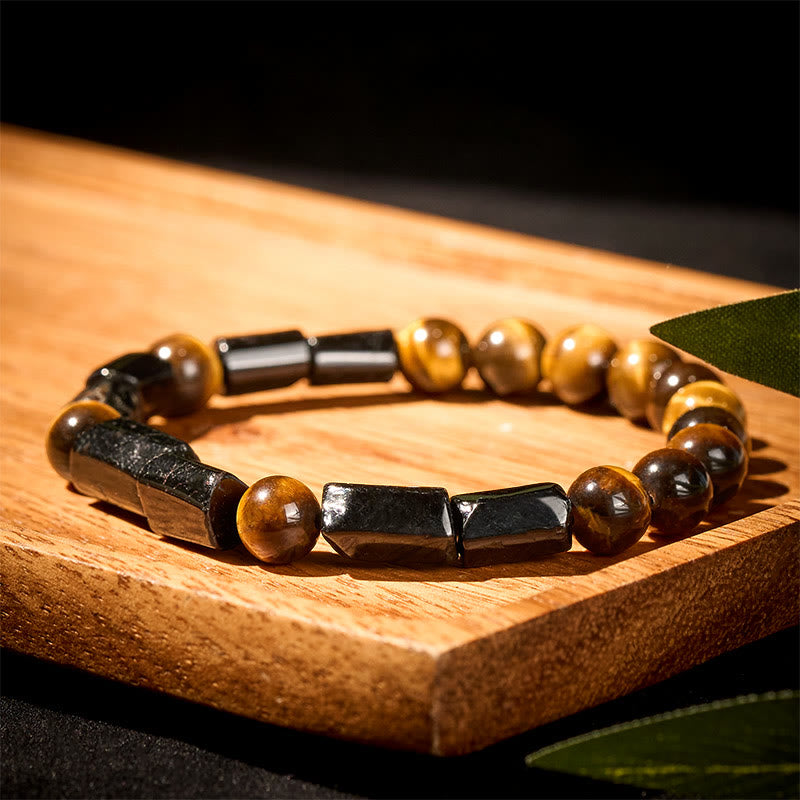 Natural Black Tourmaline Tiger Eye Positive Bracelet