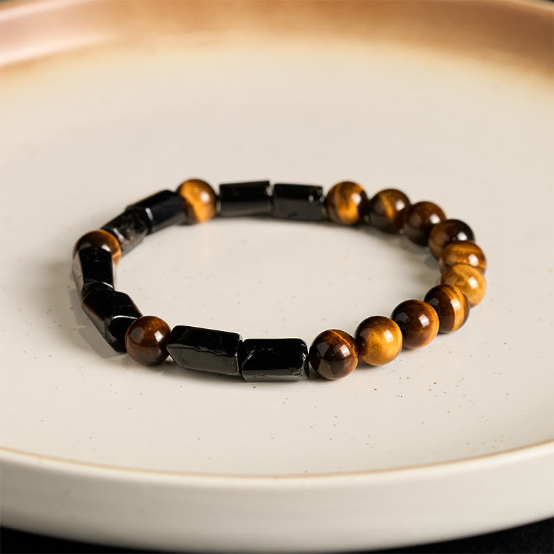 Natural Black Tourmaline Tiger Eye Positive Bracelet