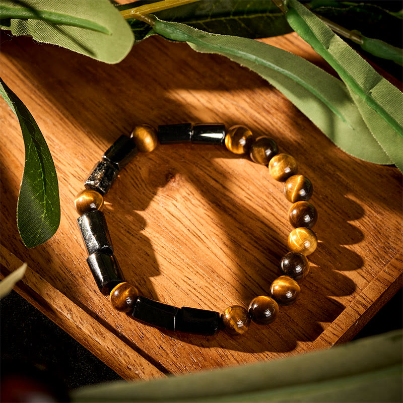 Natural Black Tourmaline Tiger Eye Positive Bracelet