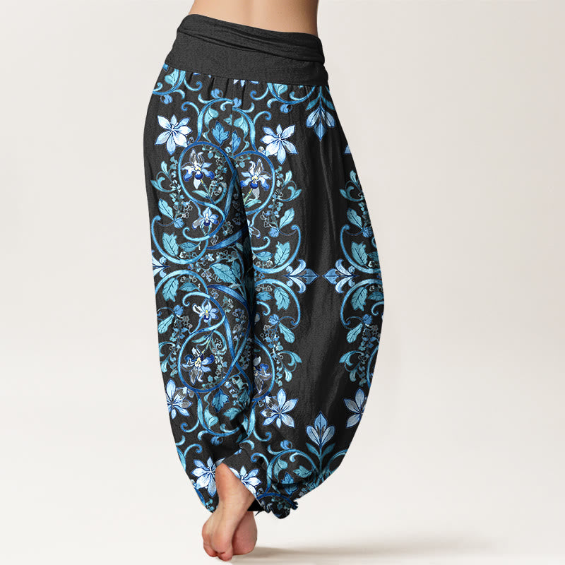 Pure Cotton Symmetrical Botanical Print Meditation Harem Pants