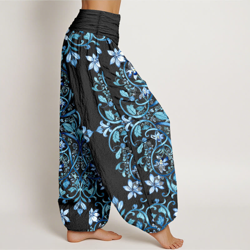 Pure Cotton Symmetrical Botanical Print Meditation Harem Pants