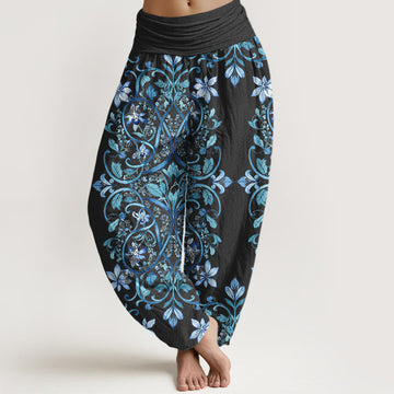 Pure Cotton Symmetrical Botanical Print Meditation Harem Pants