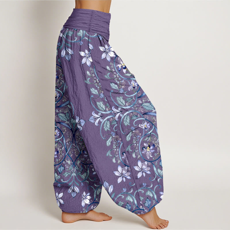 Pure Cotton Symmetrical Botanical Print Meditation Harem Pants