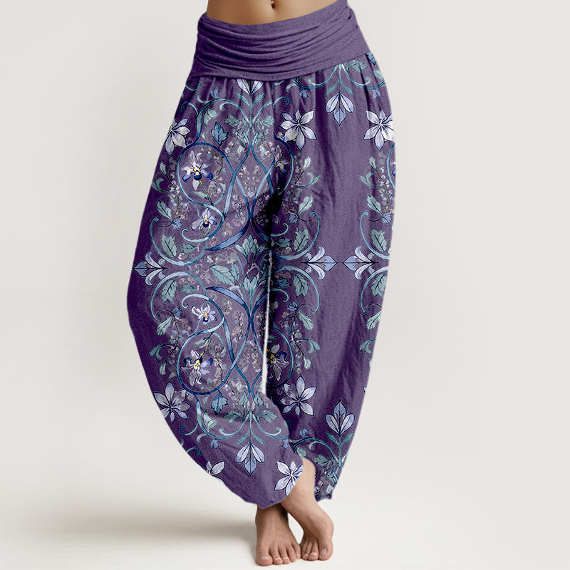 Pure Cotton Symmetrical Botanical Print Meditation Harem Pants