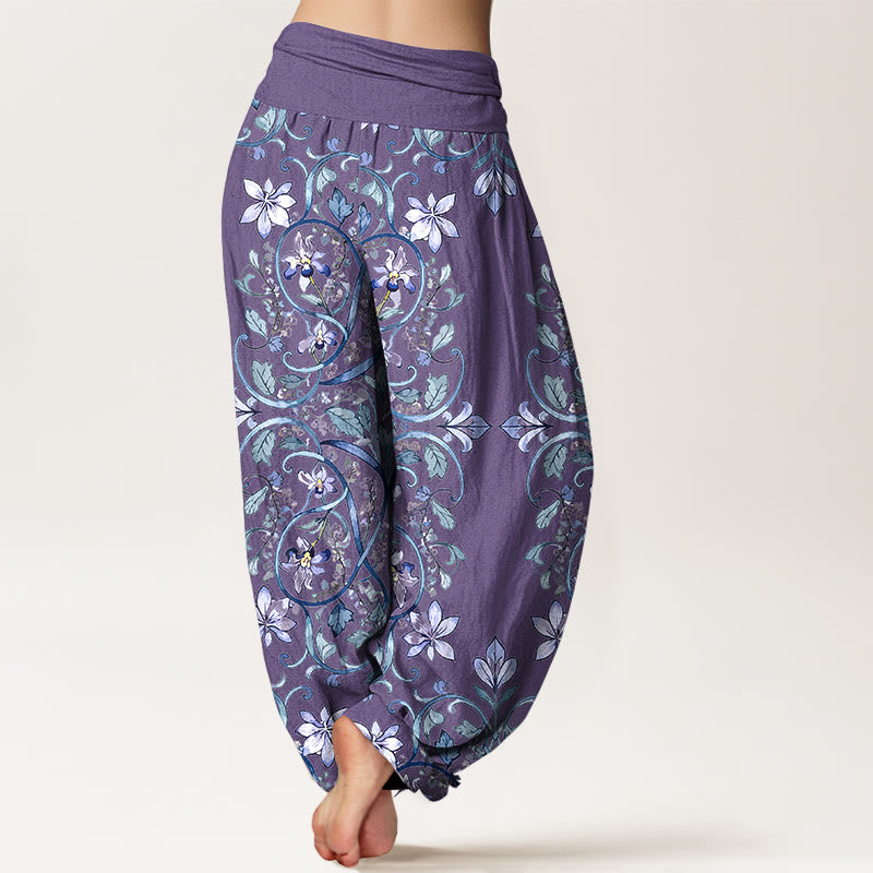 Pure Cotton Symmetrical Botanical Print Meditation Harem Pants