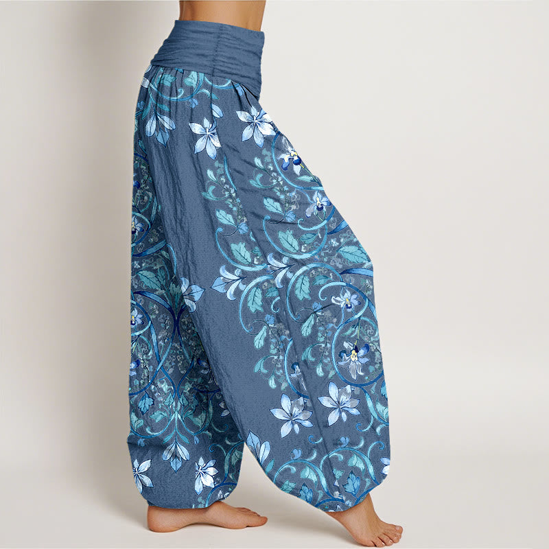 Pure Cotton Symmetrical Botanical Print Meditation Harem Pants