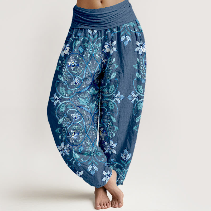 Pure Cotton Symmetrical Botanical Print Meditation Harem Pants