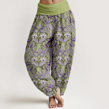 Breathable Cotton Botanical Print Meditation Harem Pants