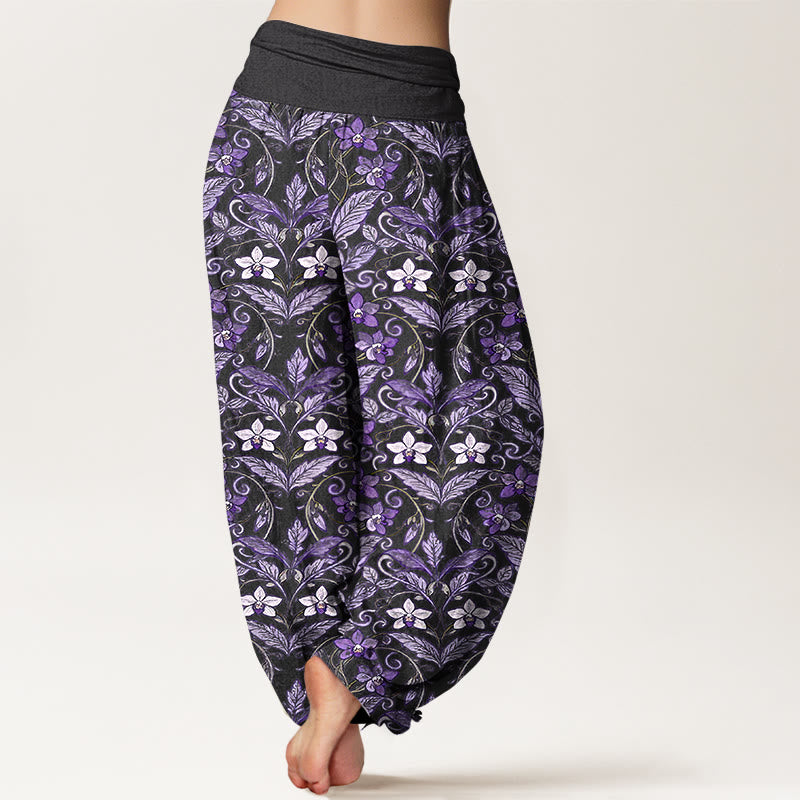 Breathable Cotton Botanical Print Meditation Harem Pants