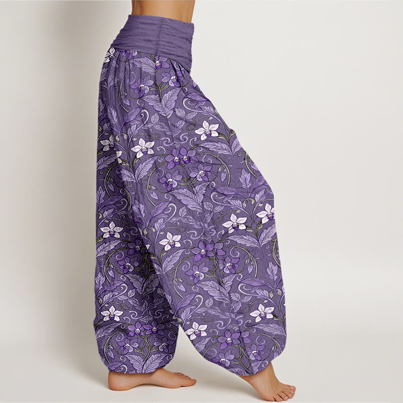 Breathable Cotton Botanical Print Meditation Harem Pants
