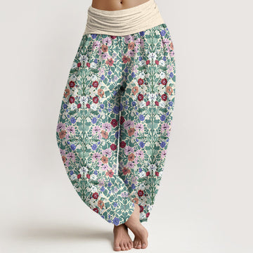 Botanical Cotton Elastic Waist Meditation Harem Pants