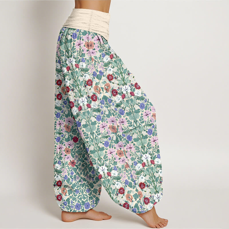 Botanical Cotton Elastic Waist Meditation Harem Pants