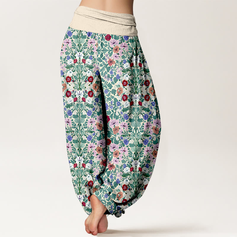 Botanical Cotton Elastic Waist Meditation Harem Pants