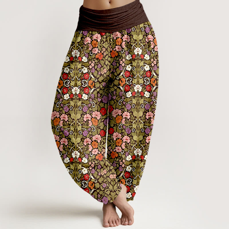 Botanical Cotton Elastic Waist Meditation Harem Pants