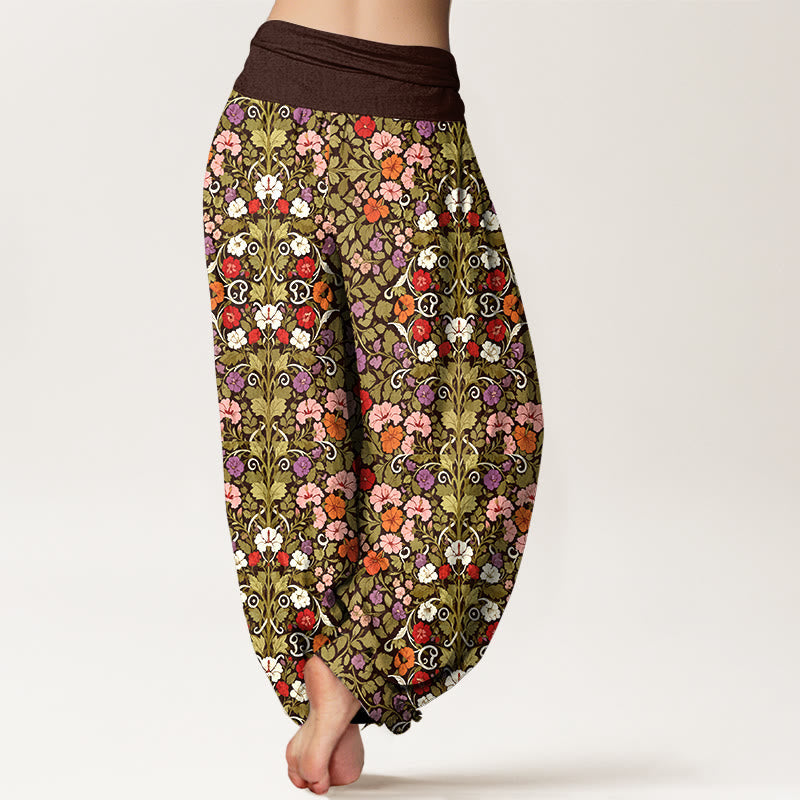 Botanical Cotton Elastic Waist Meditation Harem Pants