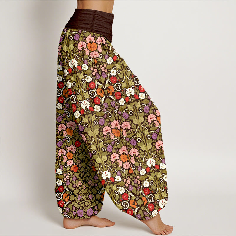 Botanical Cotton Elastic Waist Meditation Harem Pants