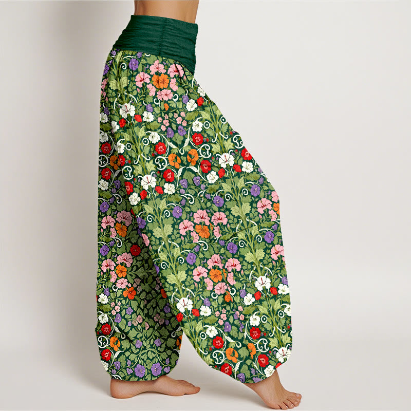 Botanical Cotton Elastic Waist Meditation Harem Pants