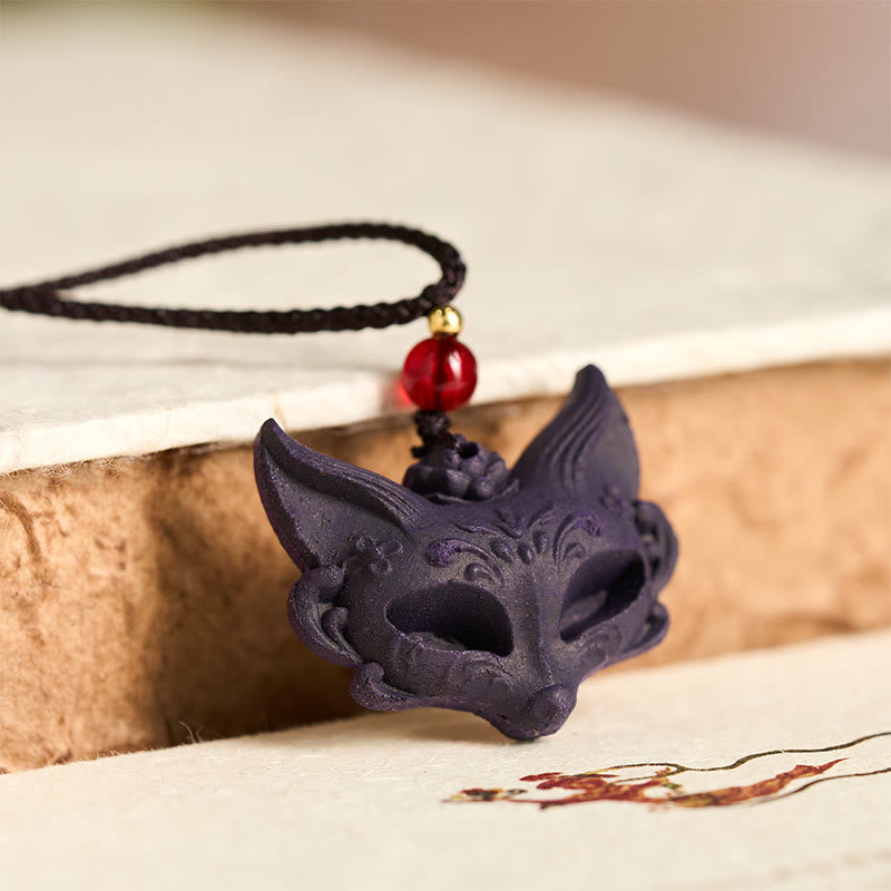 Fox Mask Butterfly Taotie Peace Buckle Fortune Necklace Pendant
