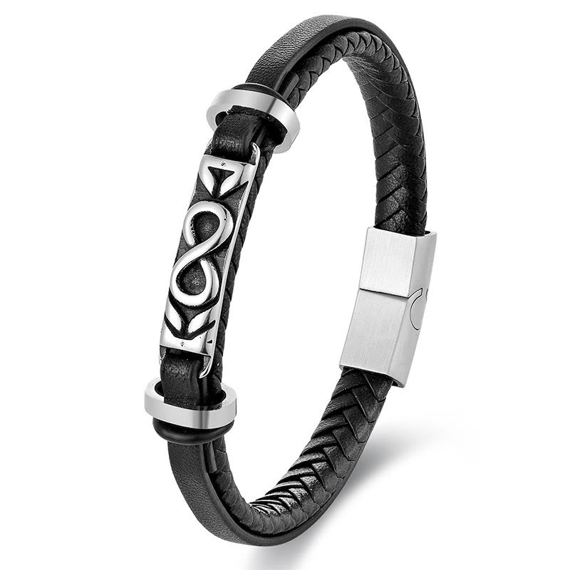 Titanium Steel Balance Multi-Layered Leather Figure-Eight Bracelet