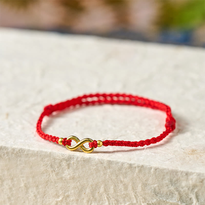 "May Endless Luck Find You" Infinity Charm Brass Red String Bracelet Includes Gift Message Card
