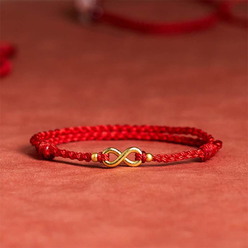 "May Endless Luck Find You" Infinity Charm Brass Red String Bracelet Includes Gift Message Card