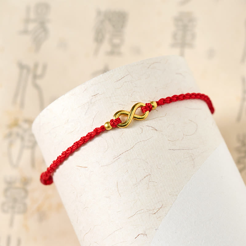 "May Endless Luck Find You" Infinity Charm Brass Red String Bracelet Includes Gift Message Card