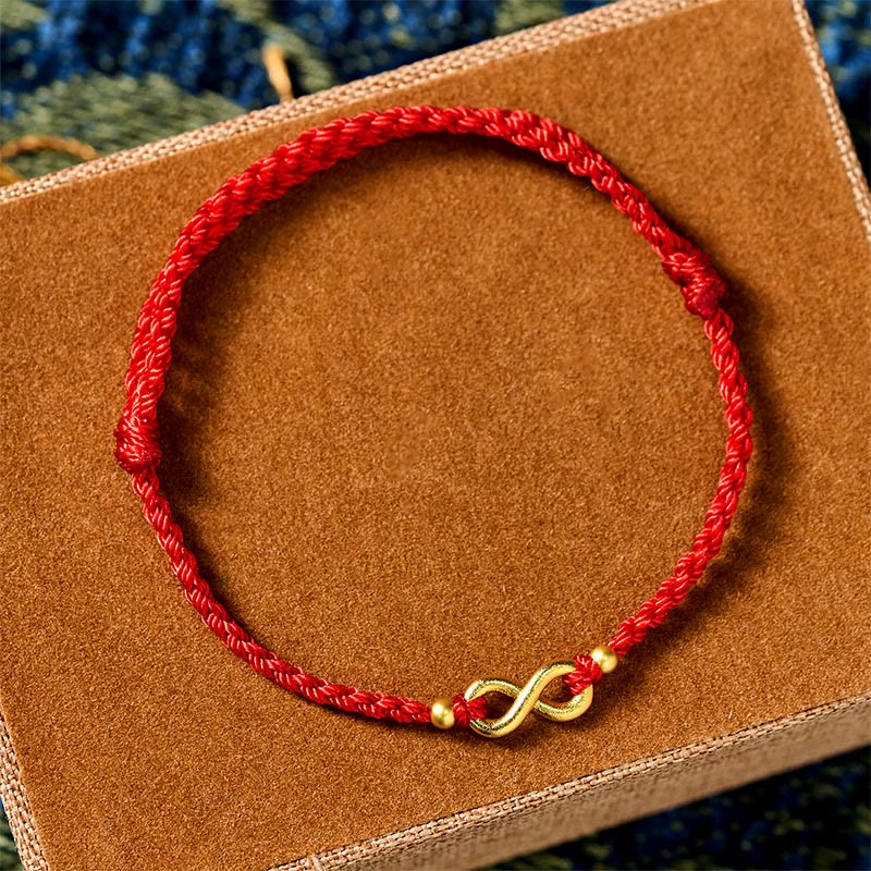 "May Endless Luck Find You" Infinity Charm Brass Red String Bracelet Includes Gift Message Card
