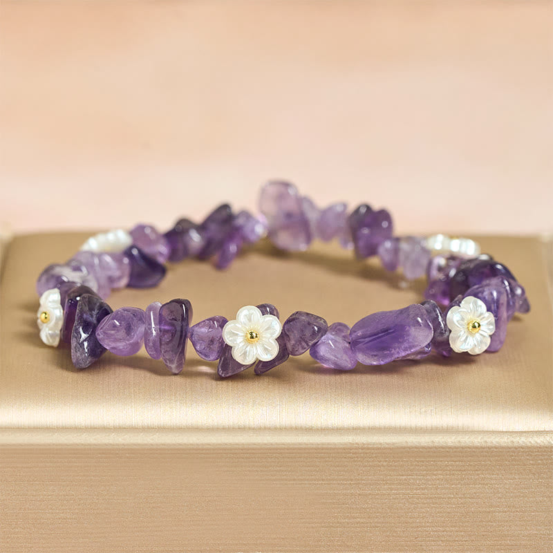 Irregular Natural Crystal Flower Design Adjustable Gemstone Bracelet