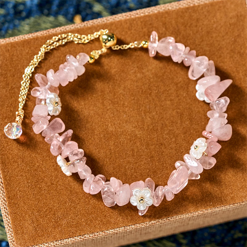 Irregular Natural Crystal Flower Design Adjustable Gemstone Bracelet