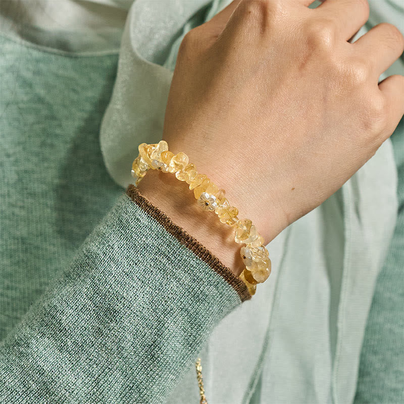 Irregular Natural Crystal Flower Design Adjustable Gemstone Bracelet