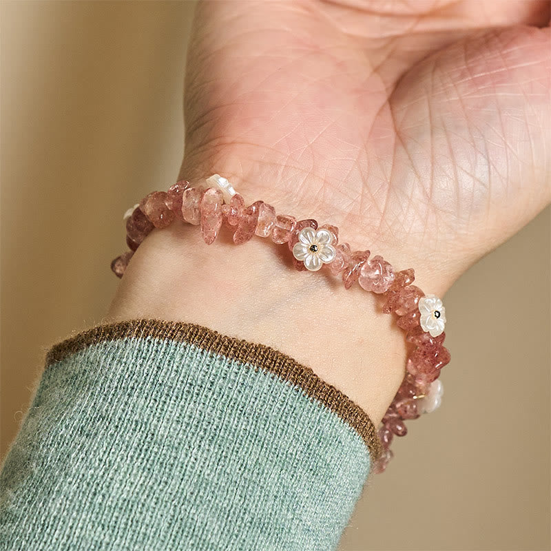 Irregular Natural Crystal Flower Design Adjustable Gemstone Bracelet