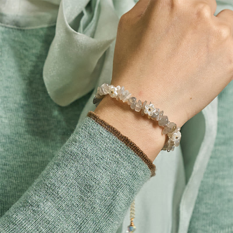 Irregular Natural Crystal Flower Design Adjustable Gemstone Bracelet
